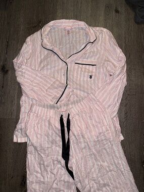 Victoria's Secret Pink and White Striped Pajama Set